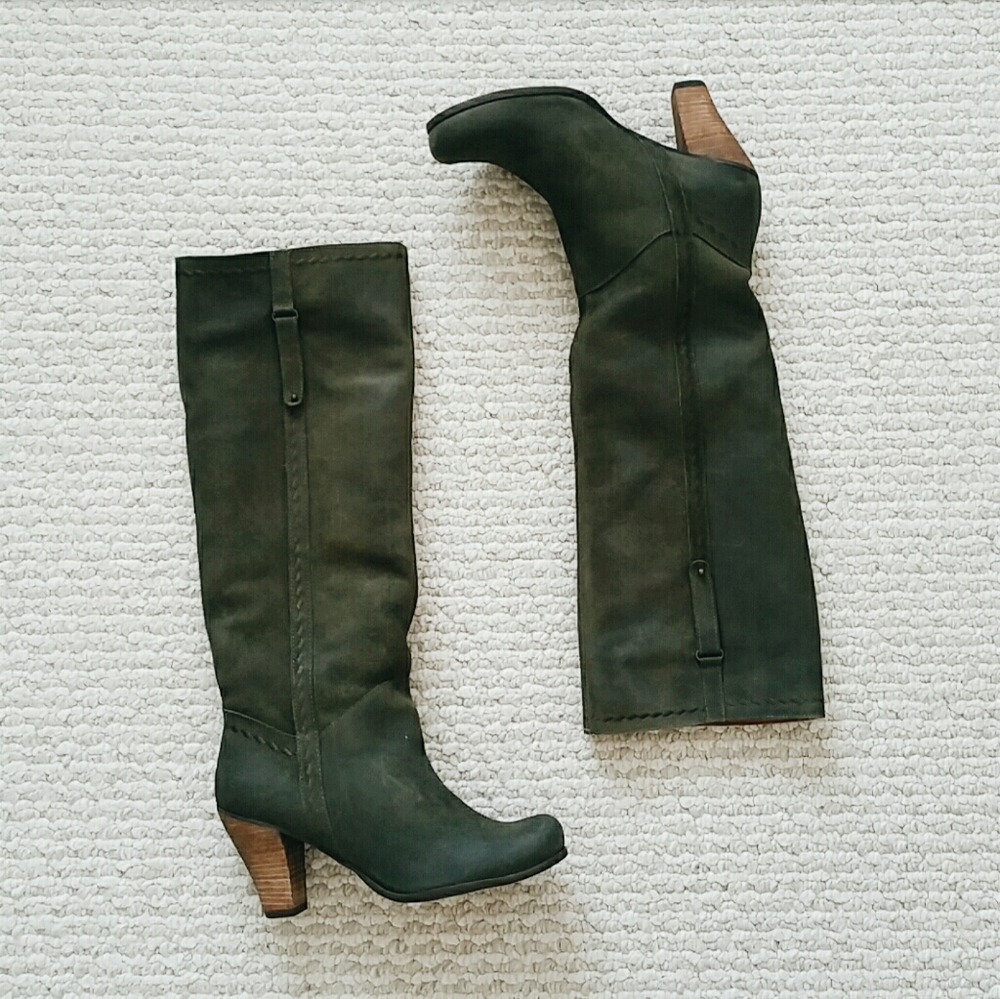 Anthropologie|Sixtyseven Green Suede Tall Boots 37